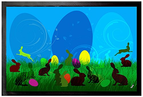 1art1 Ostern Häschen Und Ostereier Auf Der Grünen Wiese Fußmatte Dekomatte Innenbereich | Design Türmatte 60x40 cm 1art1 Ostern Häschen Und Ostereier Auf Der Grünen Wiese Fußmatte Dekomatte Innenbereich | Design Türmatte 60x40 cm von 1art1