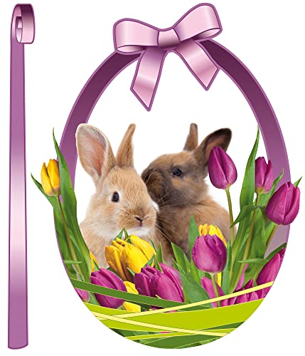 1art1 Ostern Nest Mit Osterhasen Und Tulpen, Ei In Violett Aufkleber Poster-Sticker Für Fenster 34x30 cm von 1art1