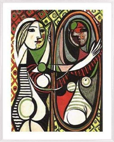 1art1 Pablo Picasso Poster Kunstdruck Bild und Kunststoff-Rahmen - Junges Mädchen Vor Einem Spiegel, 1932 (50 x 40cm) von 1art1
