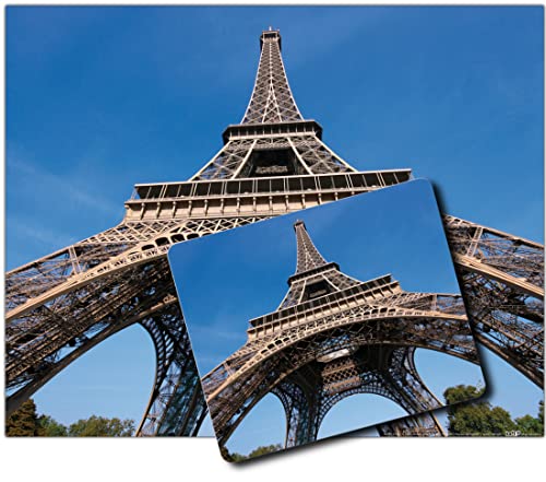 1art1 Paris, Eiffelturm, Blick Nach Oben 1 Kunstdruck Bild (50x40 cm) + 1 Mauspad (23x19 cm) Geschenkset von 1art1