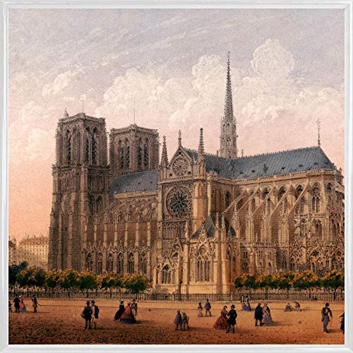 1art1 Paris Poster Kunstdruck Bild und Kunststoff-Rahmen - Notre Dame De Paris 1870-1879, Charles Rivière (40 x 40cm) von 1art1