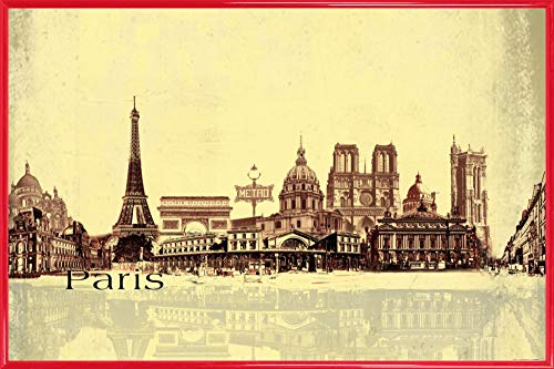 1art1 Paris Poster Plakat | Bild und Kunststoff-Rahmen - Städte-Collage, Vintage Style (91 x 61cm) von 1art1