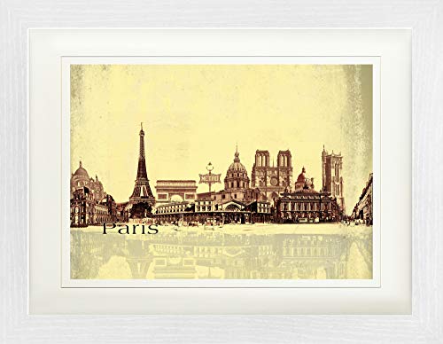 1art1 Paris Poster Städte-Collage, Vintage Style Gerahmtes Bild Mit Edlem Passepartout | Wand-Bilder | Im Bilderrahmen 40x30 cm von 1art1