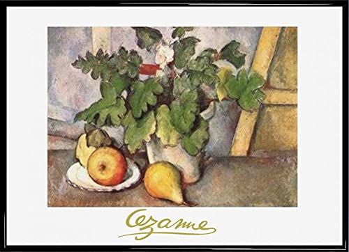 1art1 Paul Cézanne Poster Kunstdruck Bild und Kunststoff-Rahmen - Teller Mit Obst Und Tonwaren (70 x 50cm) von 1art1