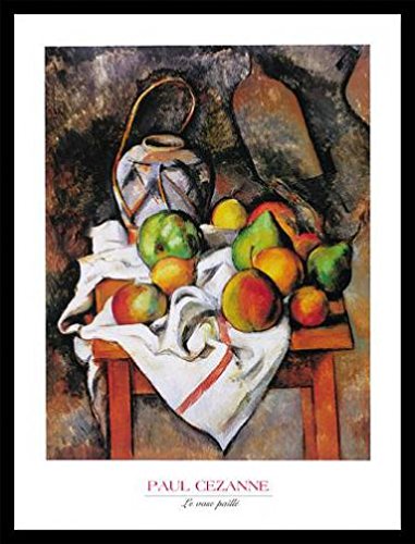 1art1 Paul Cézanne Poster Kunstdruck Bild und MDF-Rahmen Schwarz - Le Vase Paille (80 x 60cm) von 1art1