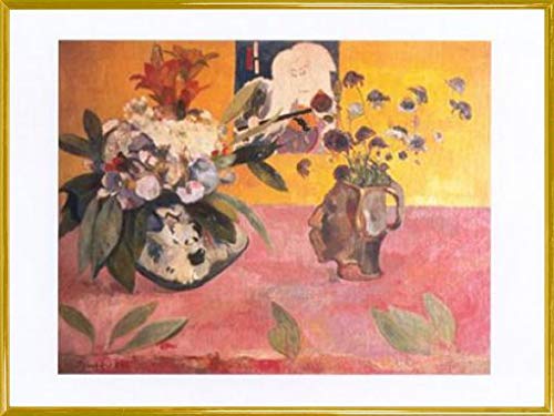 1art1 Paul Gauguin Poster Kunstdruck Bild und Kunststoff-Rahmen - Blumen Und Japanischer Druck, 1889 (80 x 60cm) von 1art1