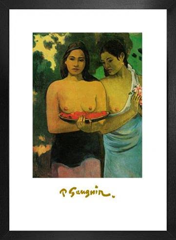 1art1 Paul Gauguin Poster Kunstdruck Bild und MDF-Rahmen - Thahiti Mädchen (70 x 50cm) von 1art1