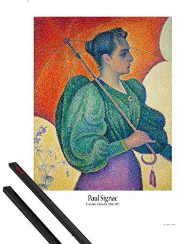 1art1 Paul Signac Plakat | Bild (91x61 cm) Frau Mit Sonnenschirm, 1893 + EIN Paar Posterleisten, Schwarz von 1art1