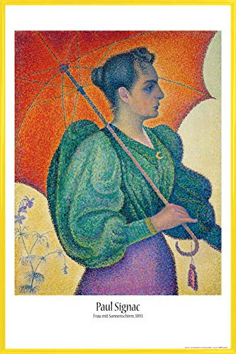 1art1 Paul Signac Poster Plakat | Bild und Kunststoff-Rahmen - Frau Mit Sonnenschirm, 1893 (91 x 61cm) von 1art1