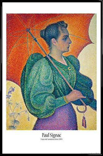 1art1 Paul Signac Poster Plakat | Bild und Kunststoff-Rahmen - Frau Mit Sonnenschirm, 1893 (91 x 61cm) von 1art1