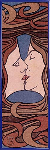 1art1 Peter Behrens Poster Kunstdruck Bild und Kunststoff-Rahmen - Der Kuss, 1898 (91 x 30cm) von 1art1