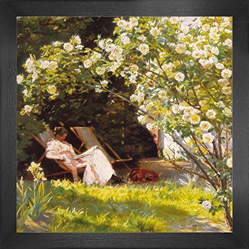 1art1 Peter Severen Kroyer Poster Kunstdruck Bild und MDF-Rahmen - Der Rosengarten, 1893 (40 x 40cm) von 1art1