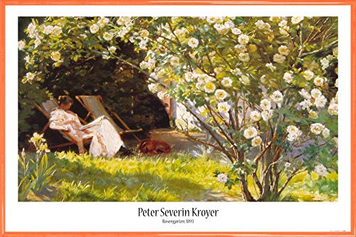 1art1 Peter Severen Kroyer Poster Plakat | Bild und Kunststoff-Rahmen - Der Rosengarten, 1893 (91 x 61cm) von 1art1