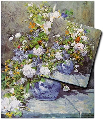 1art1 Pierre Auguste Renoir, Große Vase Mit Blumen, 1866 1 Kunstdruck Bild (50x40 cm) + 1 Mauspad (23x19 cm) Geschenkset von 1art1