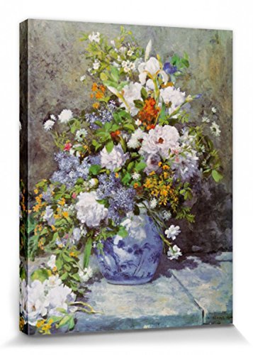 1art1 Pierre Auguste Renoir Poster Große Vase Mit Blumen, 1866 Bilder Leinwand-Bild Auf Keilrahmen | XXL-Wandbild Poster Kunstdruck Als Leinwandbild 80x60 cm von 1art1
