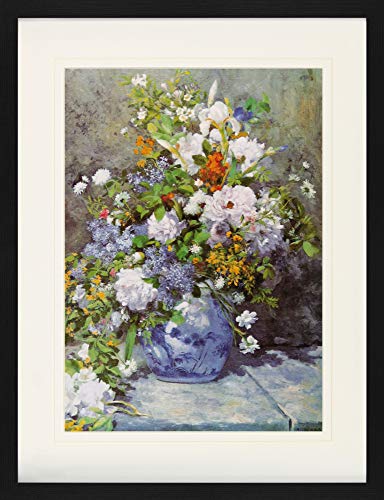 1art1 Pierre Auguste Renoir Poster Große Vase Mit Blumen, 1866 Gerahmtes Bild Mit Edlem Passepartout | Wand-Bilder | Im Bilderrahmen 80x60 cm von 1art1