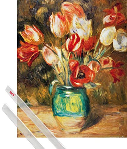 1art1 Pierre Auguste Renoir Kunstdruck (50x40 cm) Tulpen In Einer Vase + EIN Paar Posterleisten, Transparent von 1art1