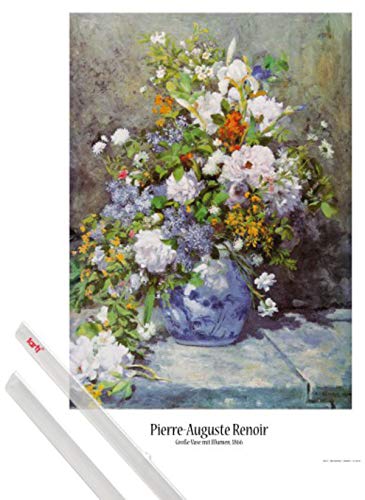 1art1 Pierre Auguste Renoir Plakat | Bild (91x61 cm) Große Vase Mit Blumen, 1866 + EIN Paar Posterleisten, Transparent von 1art1