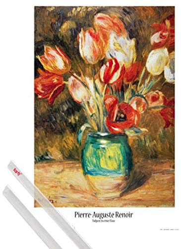 1art1 Pierre Auguste Renoir Plakat | Bild (91x61 cm) Tulpen In Einer Vase + EIN Paar Posterleisten, Transparent von 1art1