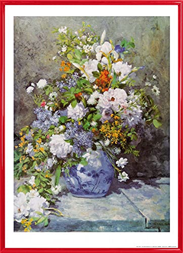 1art1 Pierre Auguste Renoir Poster Kunstdruck Bild und Kunststoff-Rahmen - Große Vase Mit Blumen, 1866 (70 x 50cm) von 1art1