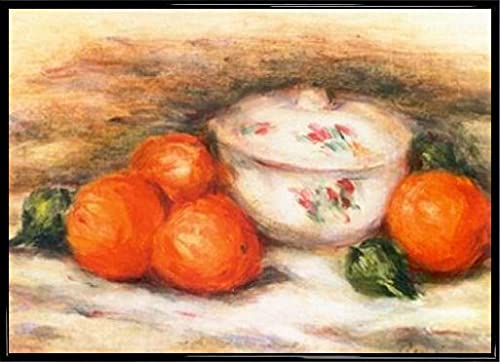 1art1 Pierre Auguste Renoir Poster Kunstdruck Bild und Kunststoff-Rahmen - Stillleben Mit Gedecktem Tisch Und Orangen (70 x 50cm) von 1art1