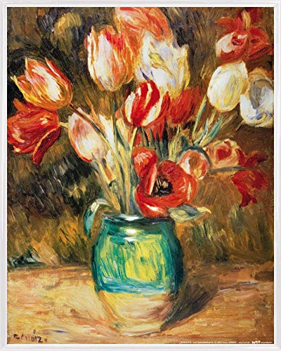 1art1 Pierre Auguste Renoir Poster Kunstdruck Bild und Kunststoff-Rahmen - Tulpen In Einer Vase (50 x 40cm) von 1art1