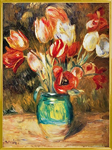 1art1 Pierre Auguste Renoir Poster Kunstdruck Bild und Kunststoff-Rahmen - Tulpen In Einer Vase (80 x 60cm) von 1art1