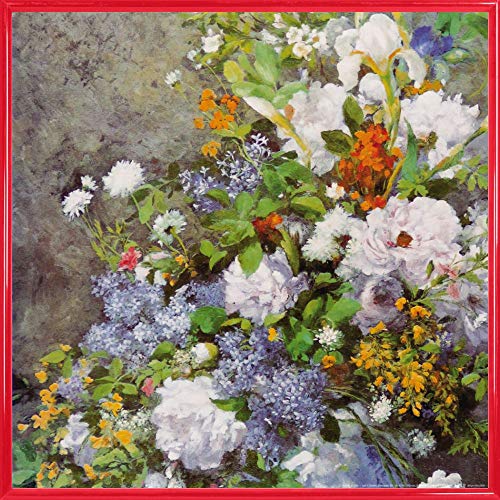 1art1 Pierre Auguste Renoir Poster Kunstdruck Bild und Kunststoff-Rahmen - Große Vase Mit Blumen, 1866 (40 x 40cm) von 1art1