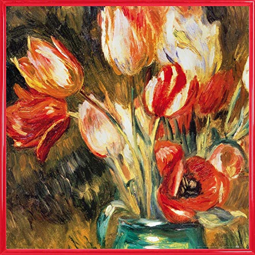 1art1 Pierre Auguste Renoir Poster Kunstdruck Bild und Kunststoff-Rahmen - Tulpen In Einer Vase (40 x 40cm) von 1art1