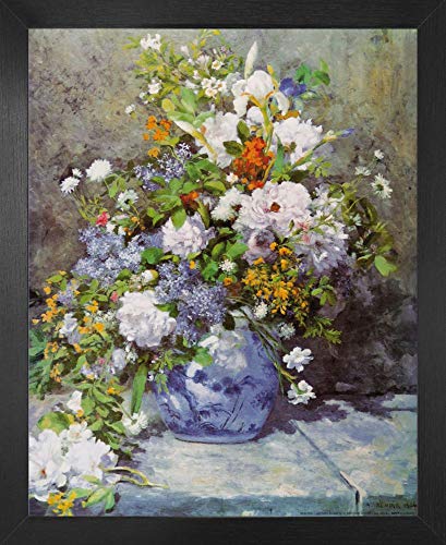 1art1 Pierre Auguste Renoir Poster Kunstdruck Bild und MDF-Rahmen - Große Vase Mit Blumen, 1866 (50 x 40cm) von 1art1