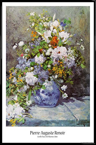 1art1 Pierre Auguste Renoir Poster Plakat | Bild und Kunststoff-Rahmen - Große Vase Mit Blumen, 1866 (91 x 61cm) von 1art1