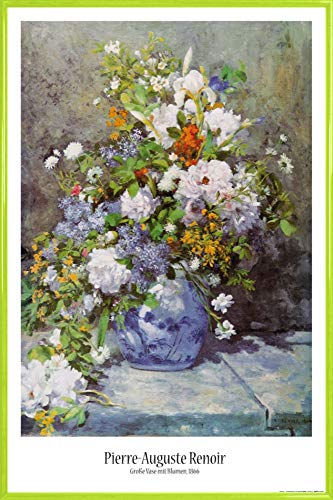 1art1 Pierre Auguste Renoir Poster Plakat | Bild und Kunststoff-Rahmen - Große Vase Mit Blumen, 1866 (91 x 61cm) von 1art1