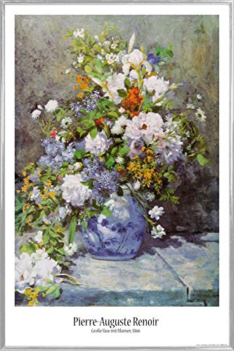 1art1 Pierre Auguste Renoir Poster Plakat | Bild und Kunststoff-Rahmen - Große Vase Mit Blumen, 1866 (91 x 61cm) von 1art1