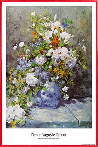 1art1 Pierre Auguste Renoir Poster Plakat | Bild und Kunststoff-Rahmen - Große Vase Mit Blumen, 1866 (91 x 61cm) von 1art1