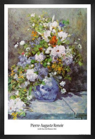 1art1 Pierre Auguste Renoir Poster Plakat | Bild und MDF-Rahmen - Große Vase Mit Blumen, 1866 (91 x 61cm) von 1art1