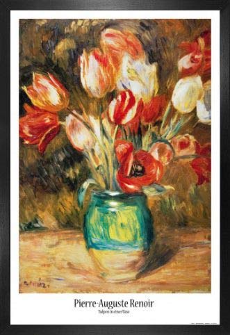 1art1 Pierre Auguste Renoir Poster Plakat | Bild und MDF-Rahmen - Tulpen In Einer Vase (91 x 61cm) von 1art1