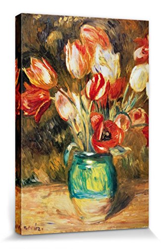 1art1 Pierre Auguste Renoir Poster Tulpen In Einer Vase Bilder Leinwand-Bild Auf Keilrahmen | XXL-Wandbild Poster Kunstdruck Als Leinwandbild 30x20 cm von 1art1