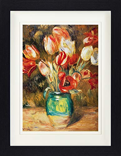 1art1 Pierre Auguste Renoir Poster Tulpen In Einer Vase Gerahmtes Bild Mit Edlem Passepartout | Wand-Bilder | Im Bilderrahmen 40x30 cm von 1art1