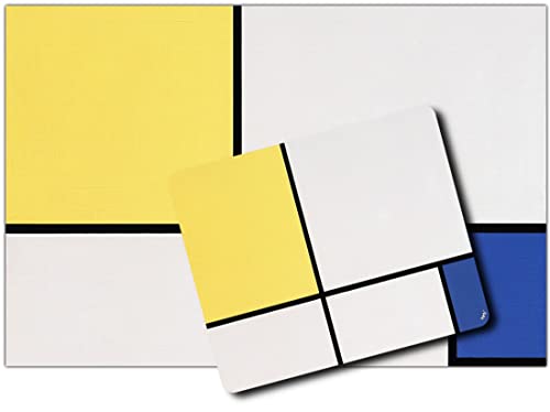 1art1 Piet Mondrian, Komposition Mit Gelb Und Blau, 1932 1 Kunstdruck Bild (120x80 cm) + 1 Mauspad (23x19 cm) Geschenkset von 1art1