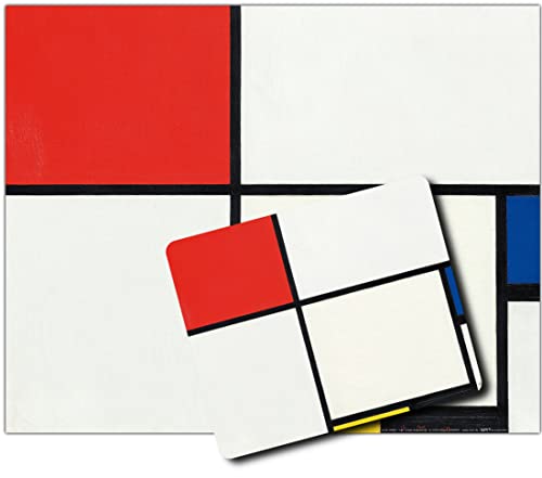 1art1 Piet Mondrian, Komposition Nr. III Mit Rot, Blau, Gelb Und Schwarz, 1929 1 Kunstdruck Bild (50x40 cm) + 1 Mauspad (23x19 cm) Geschenkset von 1art1
