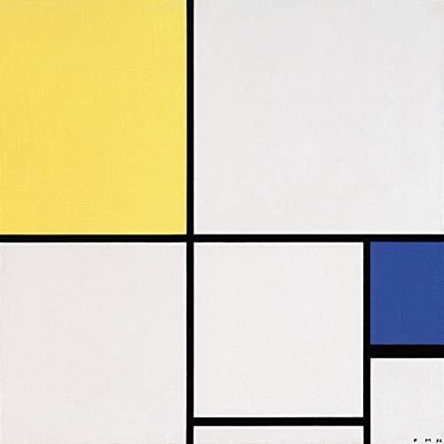1art1 Piet Mondrian Poster Komposition Mit Gelb Und Blau, 1932 Bilder Leinwand-Bild Auf Keilrahmen | XXL-Wandbild Poster Kunstdruck Als Leinwandbild 40x40 cm von 1art1