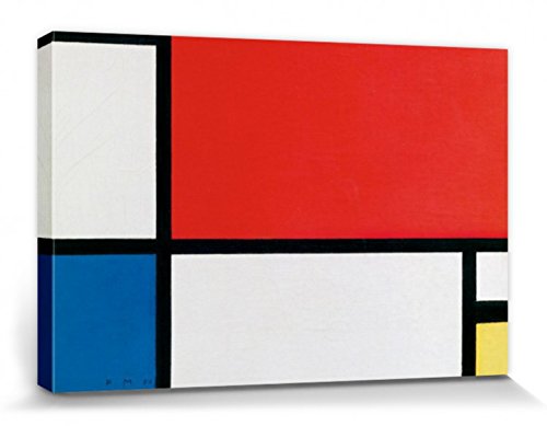 1art1 Piet Mondrian Poster Komposition II In Rot, Blau, Gelb, 1930 Bilder Leinwand-Bild Auf Keilrahmen | XXL-Wandbild Poster Kunstdruck Als Leinwandbild 120x80 cm von 1art1