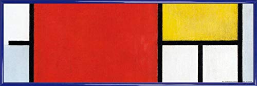 1art1 Piet Mondrian Poster Kunstdruck Bild und Kunststoff-Rahmen - Komposition Mit Großer Roter Fläche, 1921 (91 x 30cm) von 1art1