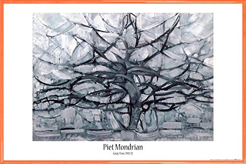 1art1 Piet Mondrian Poster Plakat | Bild und Kunststoff-Rahmen - Der Graue Baum, 1912 (91 x 61cm) von 1art1