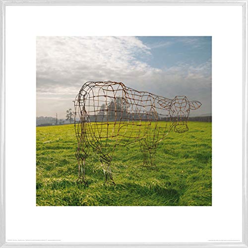 1art1 Pink Floyd Poster Kunstdruck Bild und Kunststoff-Rahmen - Wireframe Cow (40 x 40cm) von 1art1