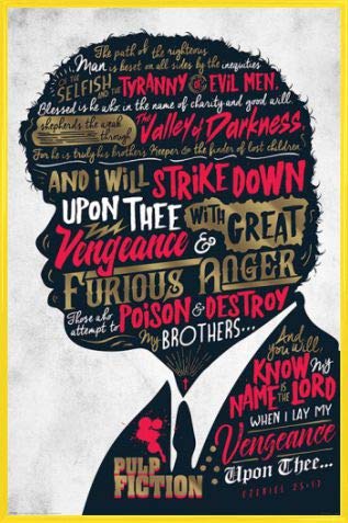 1art1 Pulp Fiction Poster Plakat | Bild und Kunststoff-Rahmen - Ezekiel 25:17 (91 x 61cm) von 1art1