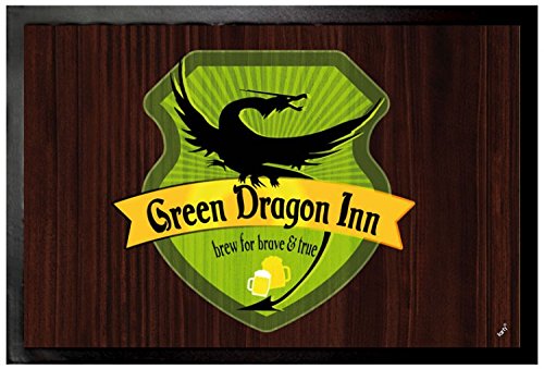 1art1 Restaurants Zum Grünen Drachen Fußmatte Dekomatte Innenbereich | Design Türmatte 60x40 cm von 1art1