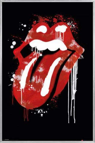 1art1 Rolling Stones Poster Plakat | Bild und Kunststoff-Rahmen - Lippen Und Zunge, Graffiti Logo (91 x 61cm) von 1art1