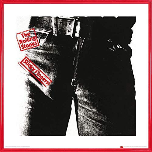 1art1 Rolling Stones Poster Kunstdruck Bild und Kunststoff-Rahmen - Sticky Fingers Cover (40 x 40cm) von 1art1