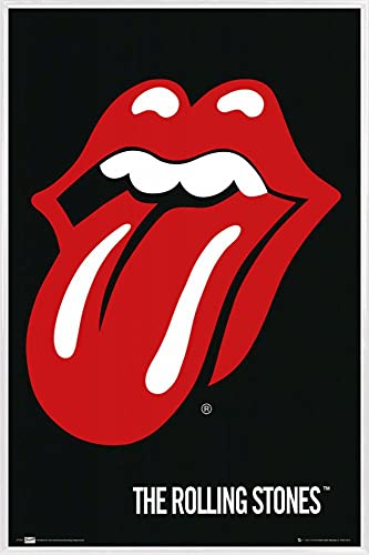 1art1 Rolling Stones Poster Plakat | Bild und Kunststoff-Rahmen - Zunge, Logo (91 x 61cm) von 1art1